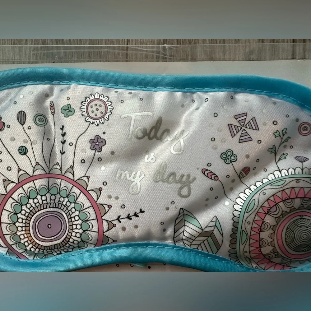 Blue Trim Floral Sleep Mask - 